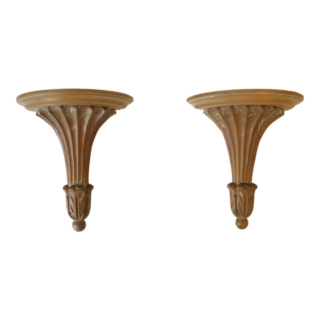 Italian Wood Wall Shelf Brackets Chairish