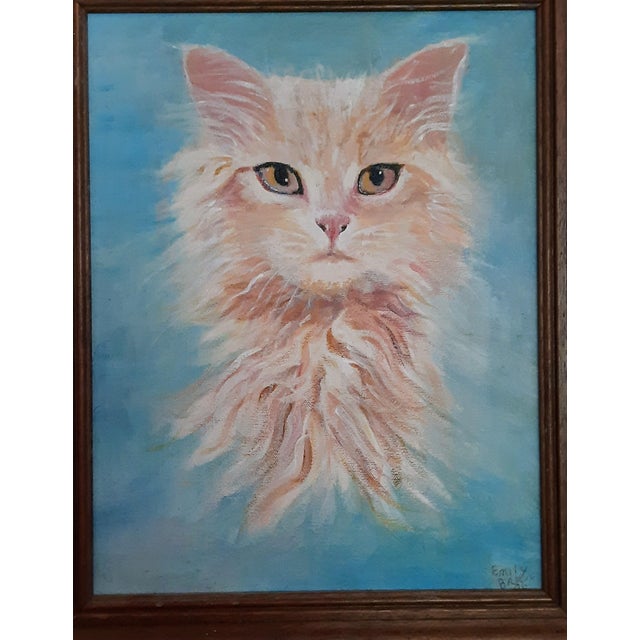 Judgy Kitty Cat Portrait Painting Signed For Sale - Image 4 of 9