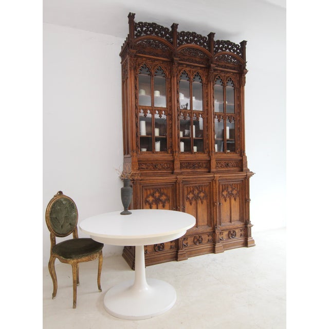 Large Gothic Revival German Carved Oak Cabinet, 1883 For Sale - Image 3 of 18