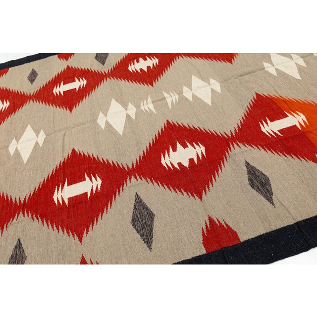 Textile Modern Handmade Navajo Style Wool Area Rug – Contemporary Southwest Geometric For Sale - Image 7 of 12