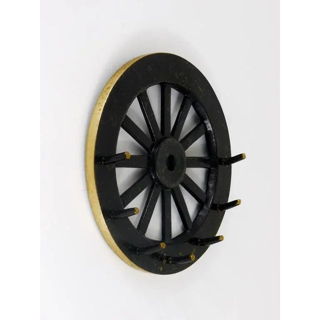 1950s Modernist Cart Wheel Brass Key Hanger by Walter Bosse for Hertha Baller, Austria, 1950s For Sale - Image 5 of 7