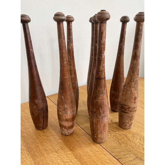 Antique Hand Carved Indian Club Pins & Exercise Weights - Set of 8 For Sale - Image 15 of 15