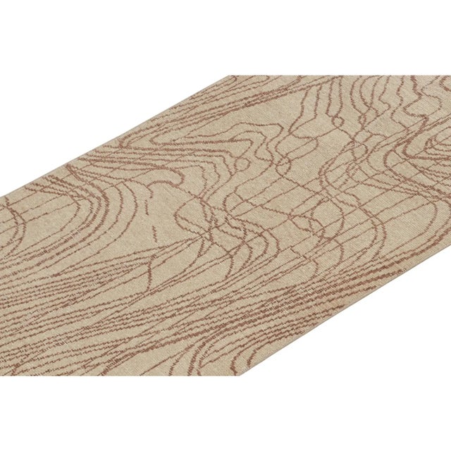 Rug & Kilim Rug & Kilim’s Distressed Style Abstract Runner in Beige-Brown Geometric Pattern For Sale - Image 4 of 7
