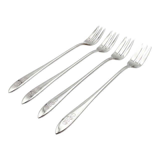 1958 Reed & Barton "The Diamond" Sterling Cocktail Forks by Gio Ponti - Set of 4 For Sale