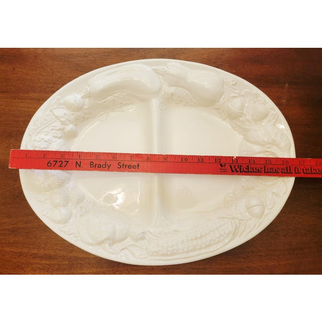 Ceramic Vintage Ipatrizi Platter, Double Sided Ceramic With Embossed Relief, Made in Italy. Holiday Serveware. 16.75" Large Platter. For Sale - Image 7 of 10