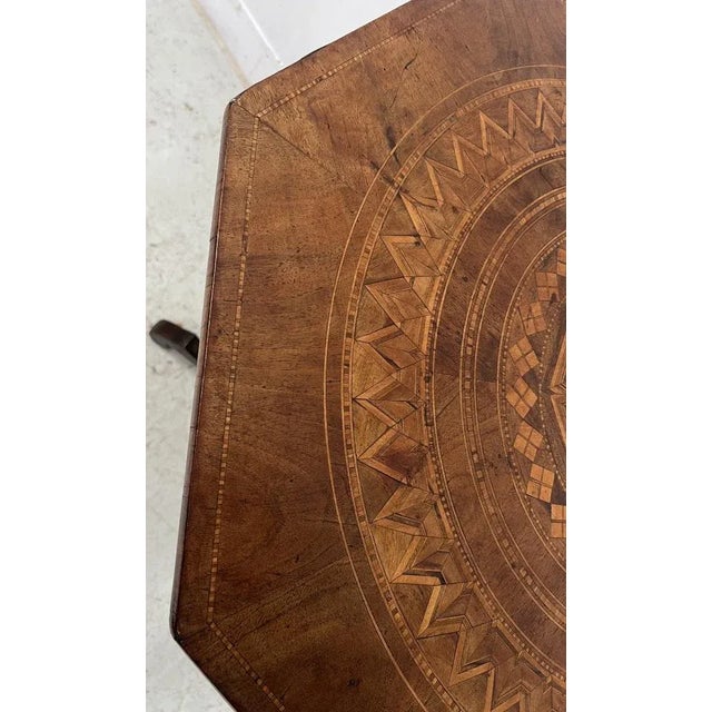 Octagonal Pedestal Table in Marquetry, Italy, 19th Century For Sale - Image 10 of 17