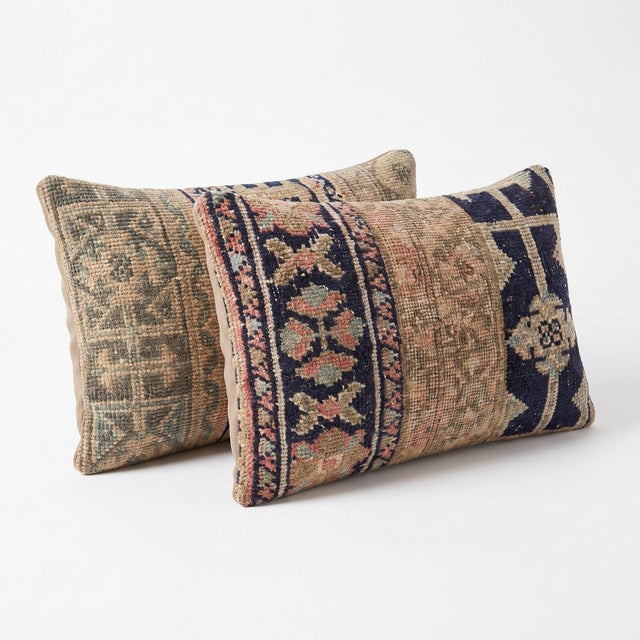 Mid-Century Modern Beige Oushak Rug Pillow Cover 16'' X 24'' - Set of Two For Sale - Image 3 of 4