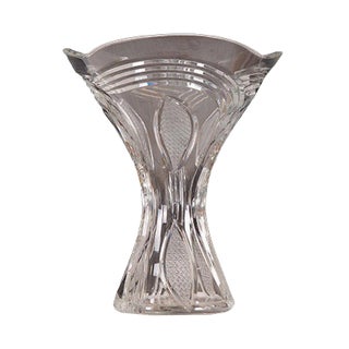 Vintage Crystal Flower Vase, 1970s For Sale