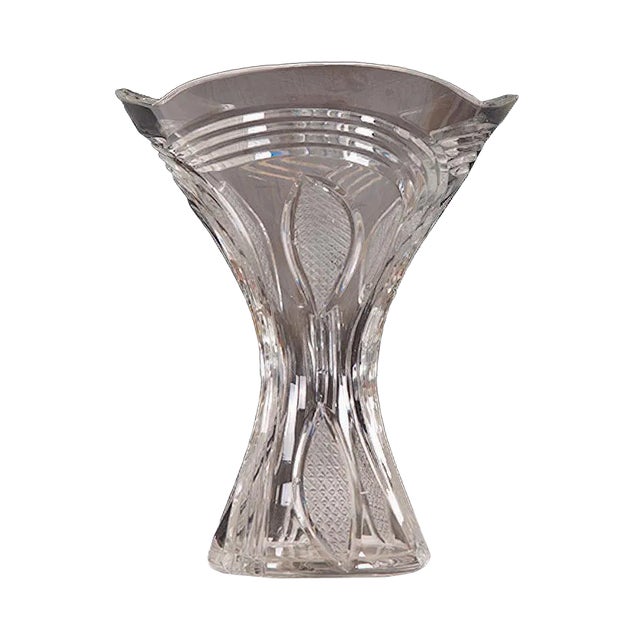 Vintage Crystal Flower Vase, 1970s For Sale