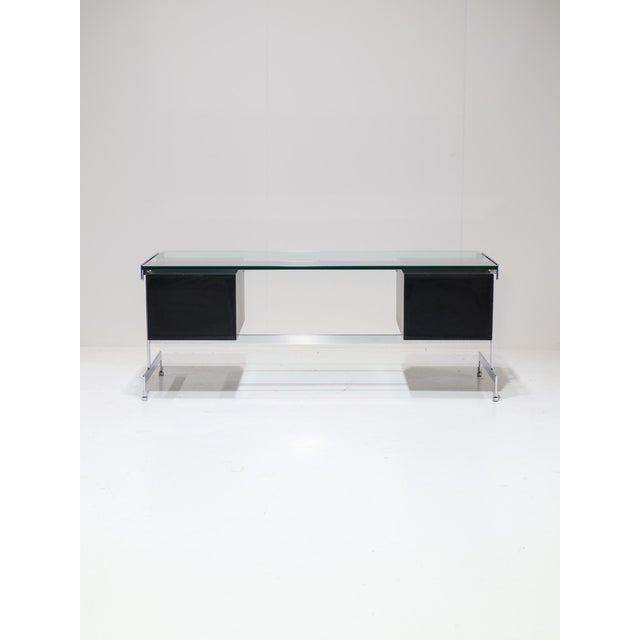 Desk in Black Wood and Chrome Glass by Preben Fabricius and Jørgen Kastholm for Kill International, Germany, 1960s For Sale - Image 12 of 18