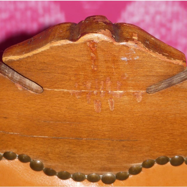 Chippendale Chesterfield Armchair in Caramel Leather, 1960s For Sale - Image 10 of 13