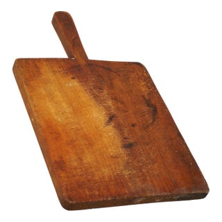 Antique French Country Beechwood Bread Board With Long Handle - Kitchen Cutting Board For Sale