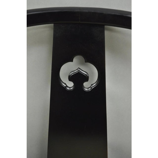 Late 20th Century Vintage Oriental Ming Style Ebonized Horseshoe Lounge Chairs by Century (A) Pair For Sale - Image 5 of 17