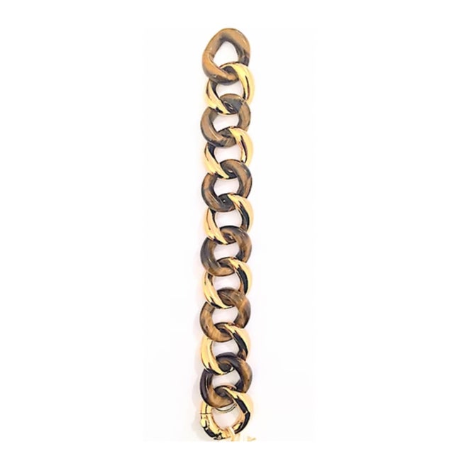 Christina Addison Tiger's Eye Gold Link Bracelet For Sale - Image 10 of 12