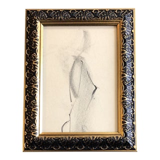 1950’s Vintage Original Abstract Charcoal Nude Female Figure Study Drawing Framed For Sale