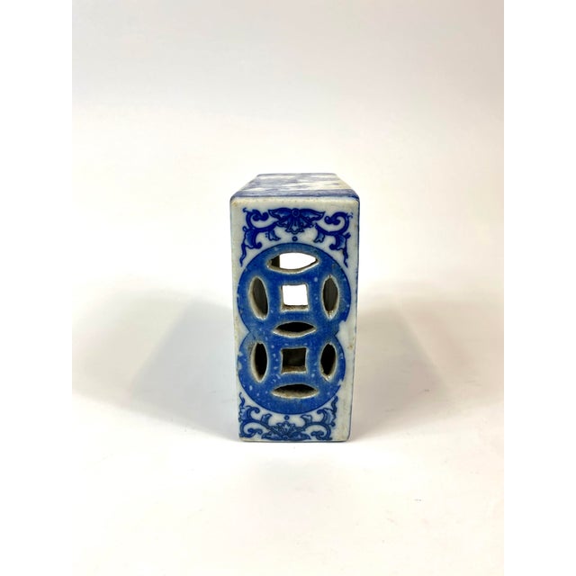 Chinese Mid 20th Century Chinese Blue and White Porcelain Pillow For Sale - Image 3 of 8