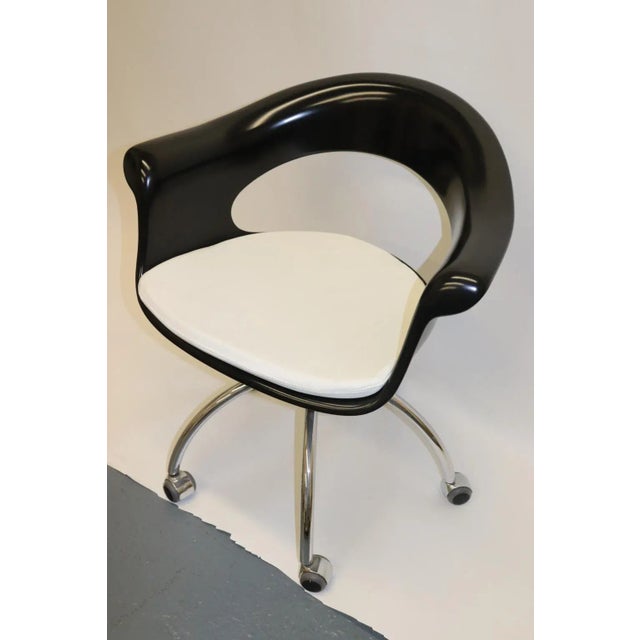 "LIRICA" Chair by Arte, Seat Made with Hot Moulded Fiberglass and Polyester Resin and Lacquered in Black. Metal Structure...