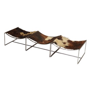 Vintage Cowhide Stools by Odile Mir, 1972, Set of 3 For Sale