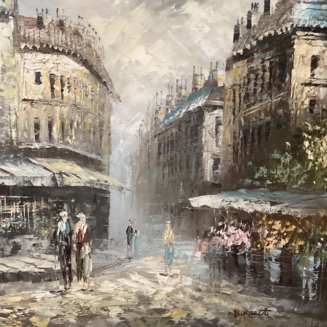 Wood Vibrant Impressionist Oil Painting Parisian Street Scene by Caroline Burnett (1877-1950) For Sale - Image 7 of 12