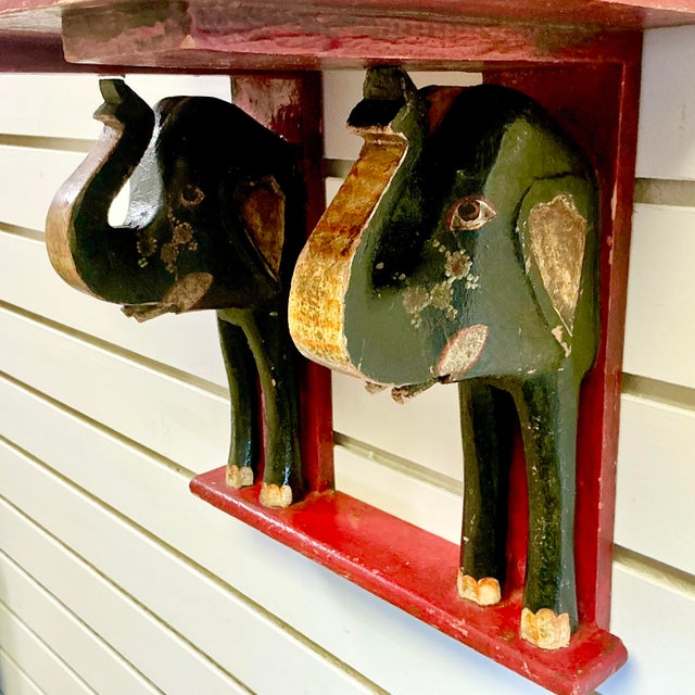 1920s Antique Chinoiserie Boho Chic Elephant Wall Mounted Shelf. For Sale - Image 17 of 17