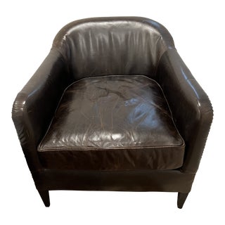 Restoration Hardware Leather Club Chair For Sale