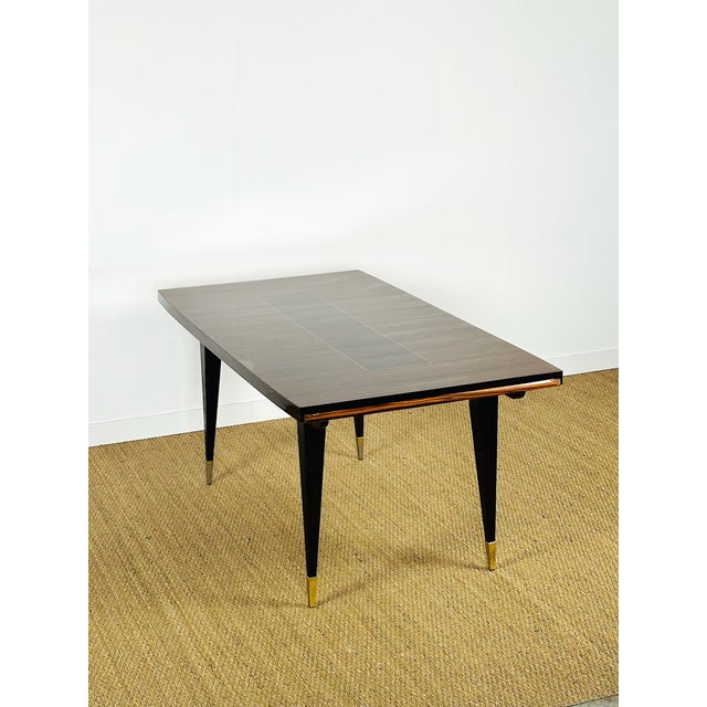 1940s Art Deco Macassar Ebony Extendable Dining Table, France, 1940s For Sale - Image 5 of 17