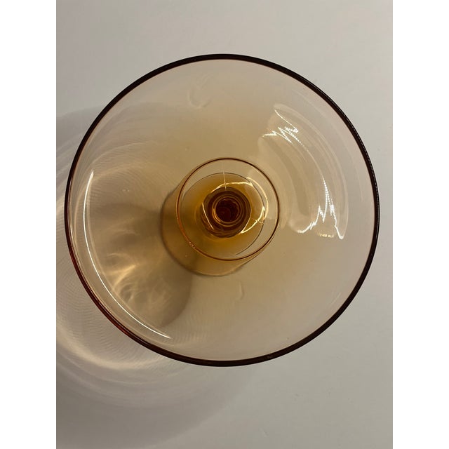 Mid 20th Century Mid 20th Century Mid-Century Modern Italian Amber Art Glass Tazza With Twisted Stem For Sale - Image 5 of 6