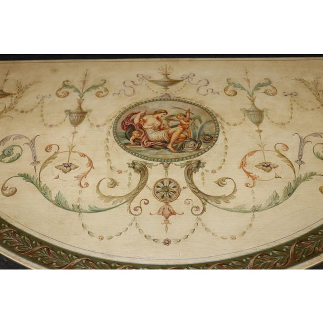 Antique English Adams Style White Painted Demilune Commode For Sale - Image 9 of 18
