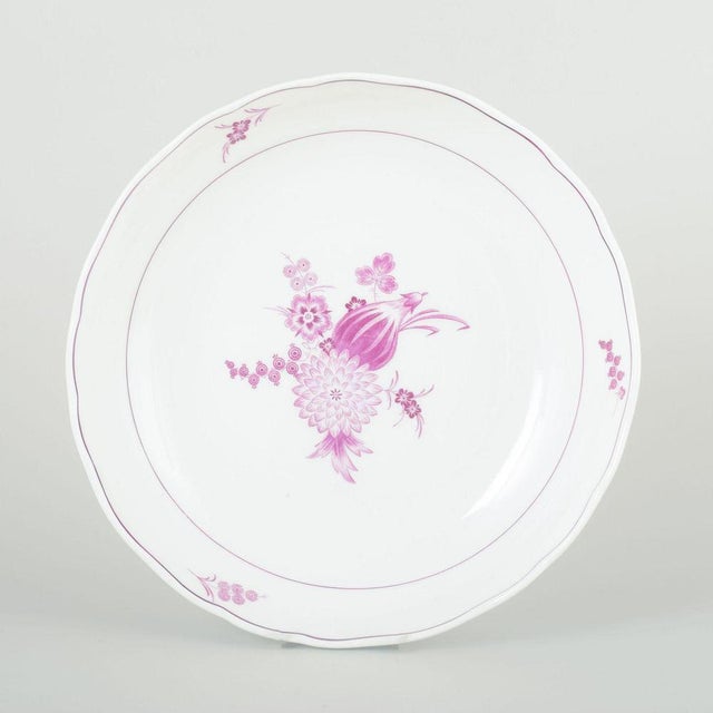 Meissen, Germany Round bowl, 1930s. Hand-painted round porcelain bowl decorated with lilac floral compositions and a...