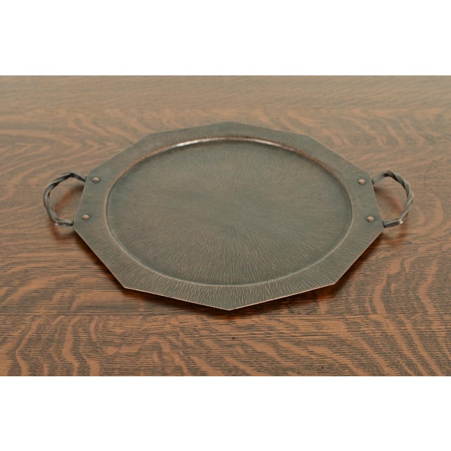 A gorgeous Arts & Crafts period copper large tray with handles In the manner of Roycroft USA, Circa 1920s Measures: 18"W x...