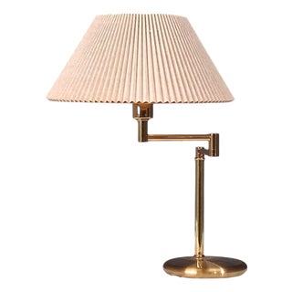 Swedish Modern, Articulating Table Lamp, Solid Brass, Sweden, 1980s For Sale