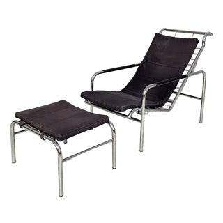 Italian Bauhaus Black Fabric and Steel Genni Chaise Longue by Gabriele Mucchi for Zanotta, 1980s For Sale