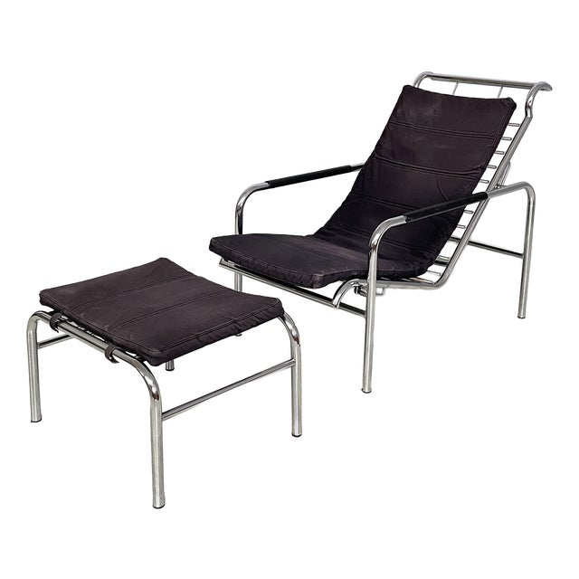 Italian Bauhaus Black Fabric and Steel Genni Chaise Longue by Gabriele Mucchi for Zanotta, 1980s For Sale