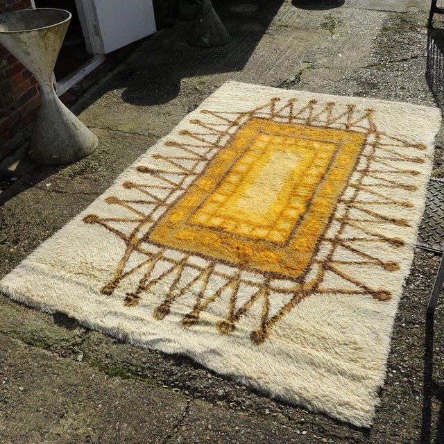 Large Orange, Yellow and Brown Shag Pile Rug attributed to Ege Axminster, Denmark, 1970s For Sale - Image 9 of 13