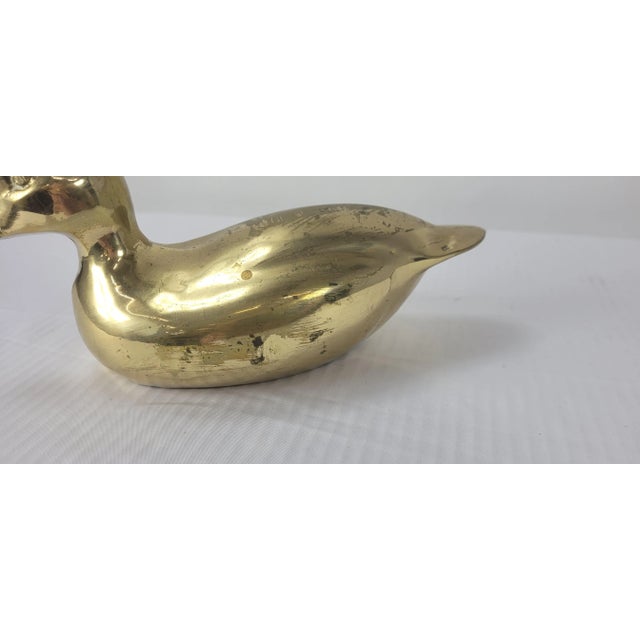 Vintage Cabin Hunter Lodge Edwardian Brass Duck Mallard Figure Sculpture For Sale - Image 4 of 7