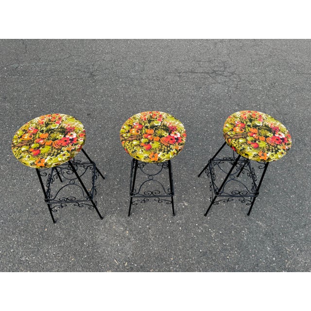 Frederic Weinberg 1950s Wrought Iron Mid Century Funky Stools Set of 3 For Sale - Image 4 of 8