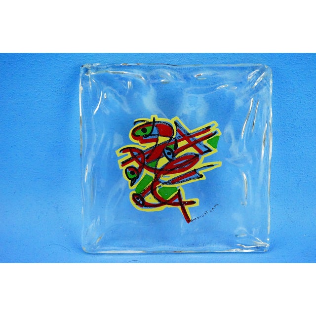 1980s 20th Century Art Glass Plaque with High-Fired Geometric Decoration by Umberto Mastroianni, 1980s For Sale - Image 5 of 16