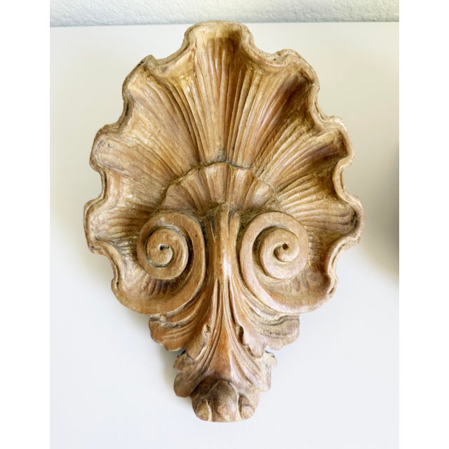 Art Deco Italian Carved Wood Wall Pockets, 1940s - A Pair For Sale - Image 3 of 12