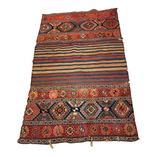 Antique and Rare Tribal Caucasian Kuba Kilim 5'42" by 3'42" For Sale