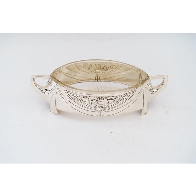 Art Nouveau Fruit Bowl in Brass, Silver and Original Glass, 1908 For Sale - Image 12 of 12