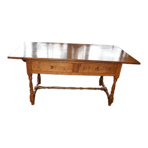 Early 1900s Antique Rustic Golden Wood Mahogany Library Table / Desk Primitive Pegged Construction