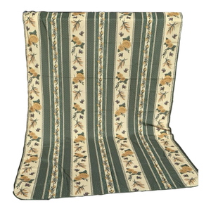 1990s French Country Provençal Le Jardin Des Cigales Sunflower Bee Green, Yellow Coated Rectangular Tablecloth