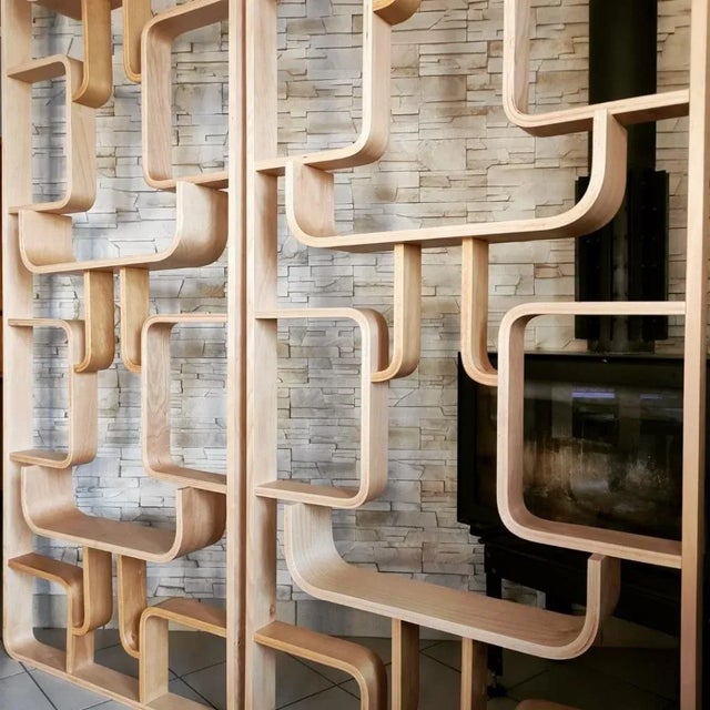 Mid-Century Czech Wall or Room Divider by Ludvik Volak for Drevopodnik Holesov, 1960s, Set of 2 For Sale - Image 4 of 10