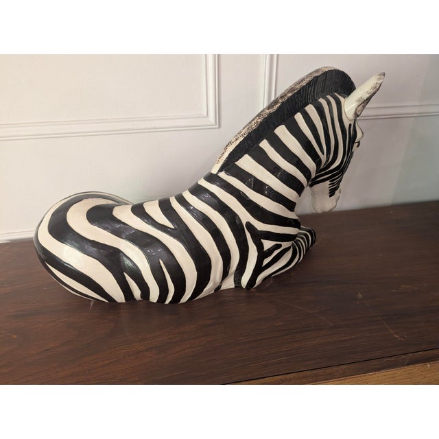 Black Vintage Pina Black & White Zebra Sculpture For Sale - Image 8 of 13