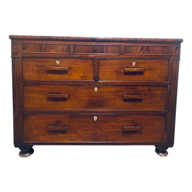 Antique Mahogany Chest of Drawers with Secret Compartment, 19th Century For Sale