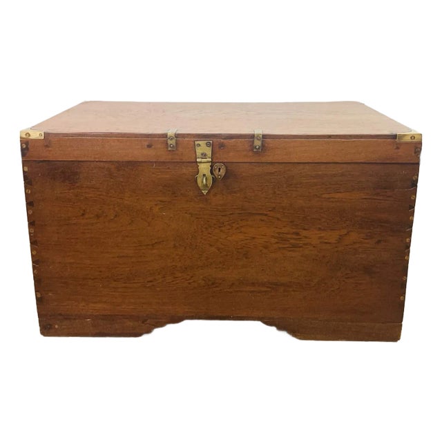 Antique Wood and Brass Campaign Trunk For Sale