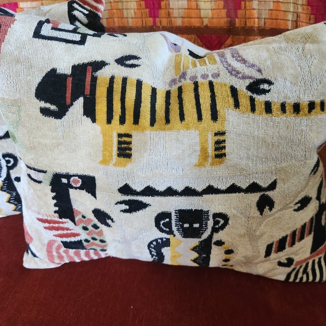 African Clarance House Safari Mohair Velvet Pillow, Pair For Sale - Image 3 of 6