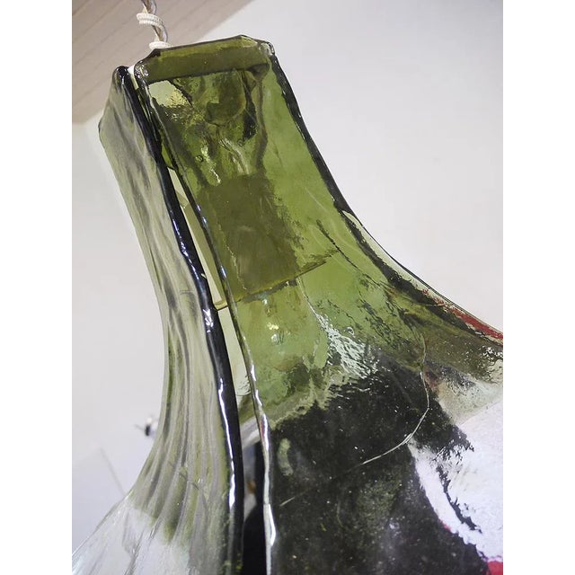 Tulip Pendant Lamp in Green and Clear Murano Glass by Carlo Nason for Mazzega, Italy, 1960s For Sale - Image 6 of 9