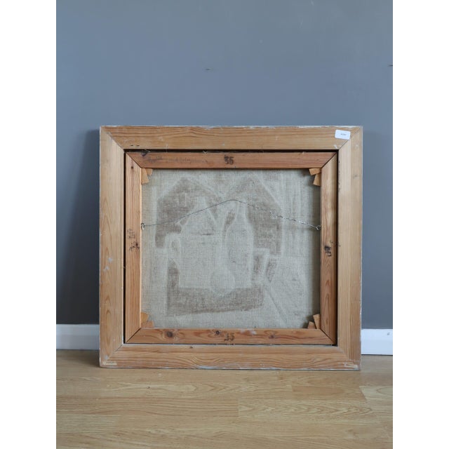 Mid-Century Modern 'Green Vessels & House Form' Abstract Still Life Oil Painting by Swedish Artist Max Gregor Carlsson (1914-1996), Framed For Sale - Image 14 of 14