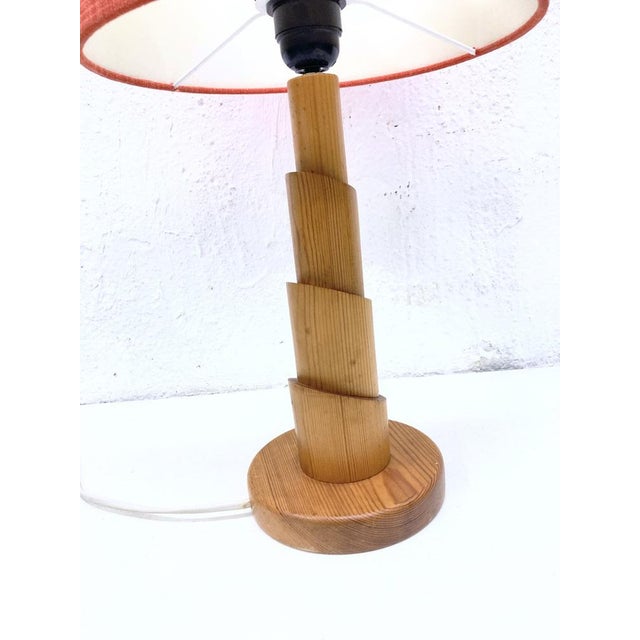 Vintage Scandinavian Table Lamp in Pine, 1970s For Sale - Image 4 of 7